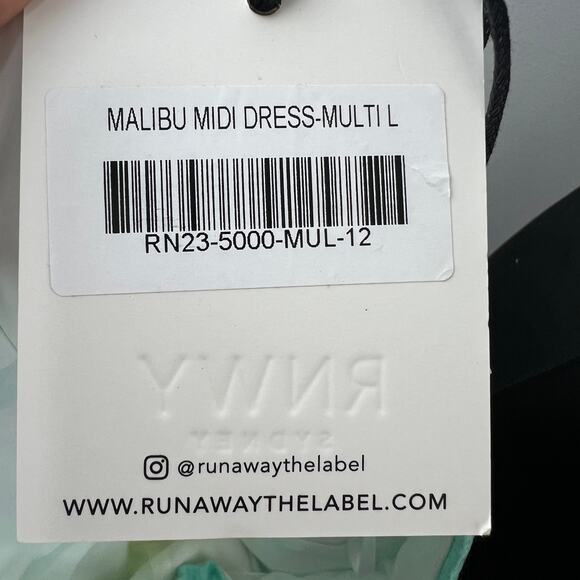 NWT RuNAWaY Malibu Midi Dress Rainbow Ombre Strapless Sequin Bodycon Size L - Picture 9 of 11